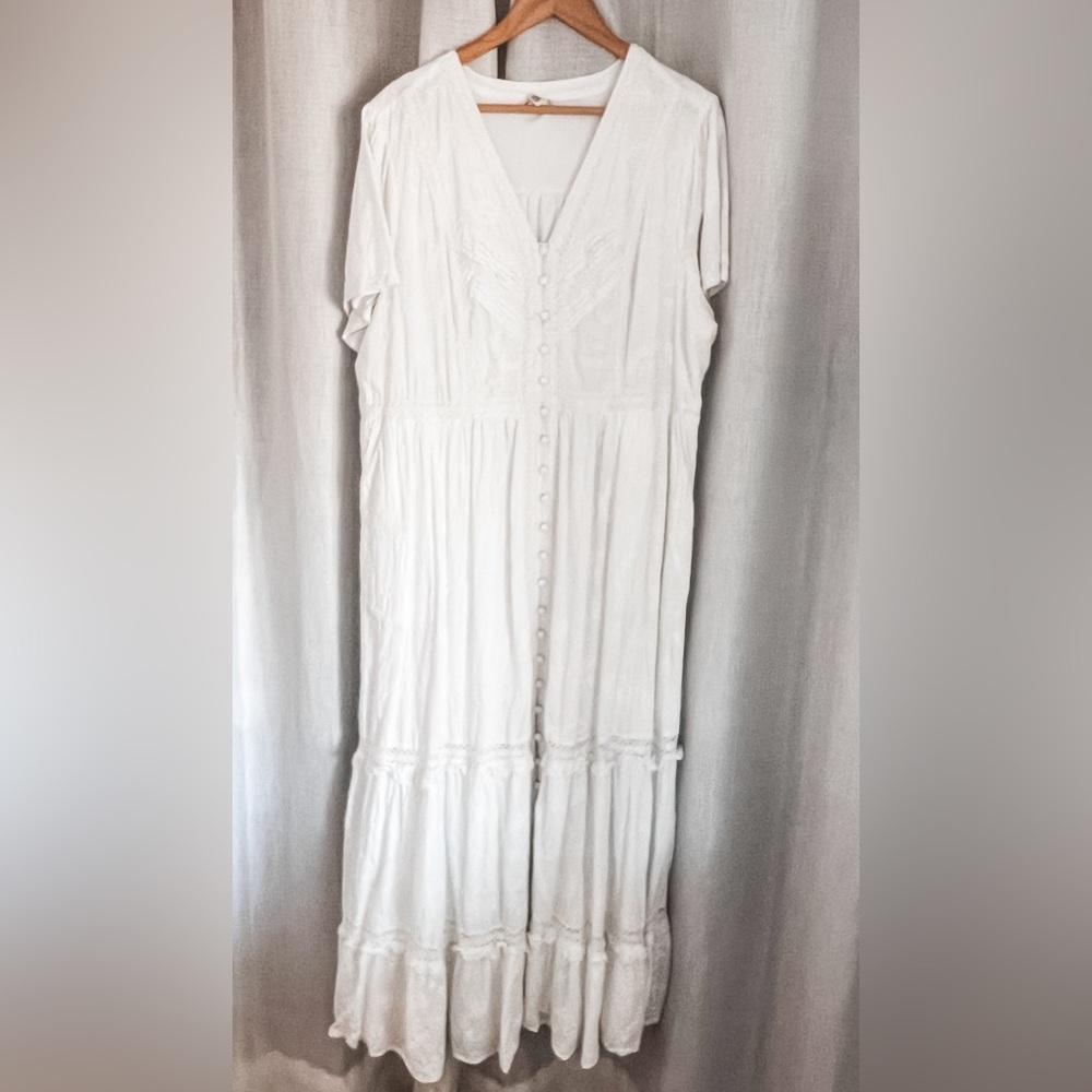Festi Maxi Cotton Voile Crochet Detail Dress